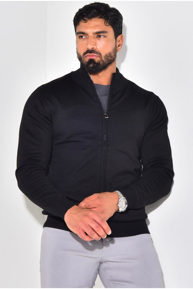 THE FULL ZIPPER KNIT - BLACK