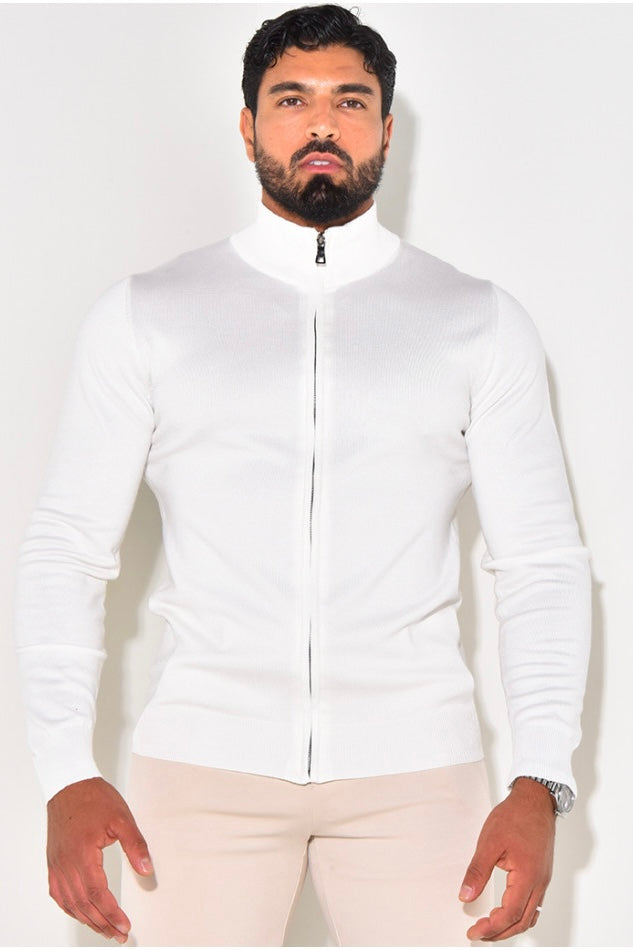 THE FULL ZIPPER KNIT - WHITE