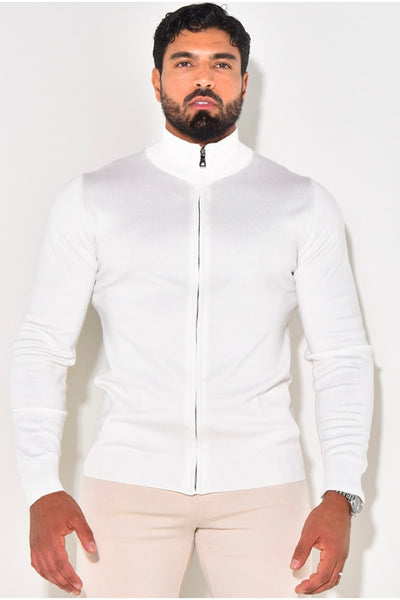 THE FULL ZIPPER KNIT - WHITE