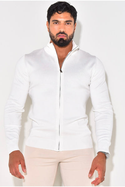 THE FULL ZIPPER KNIT - WHITE