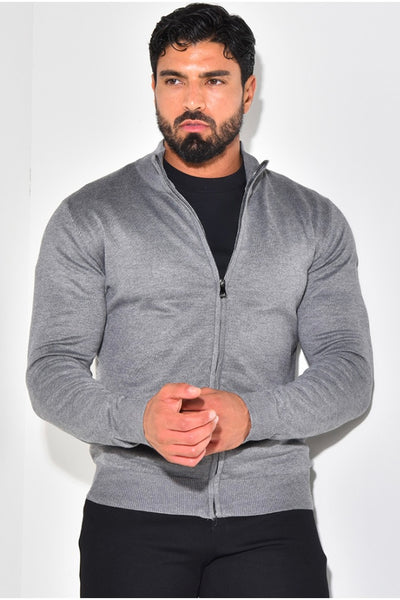 THE FULL ZIPPER KNIT - GRAY