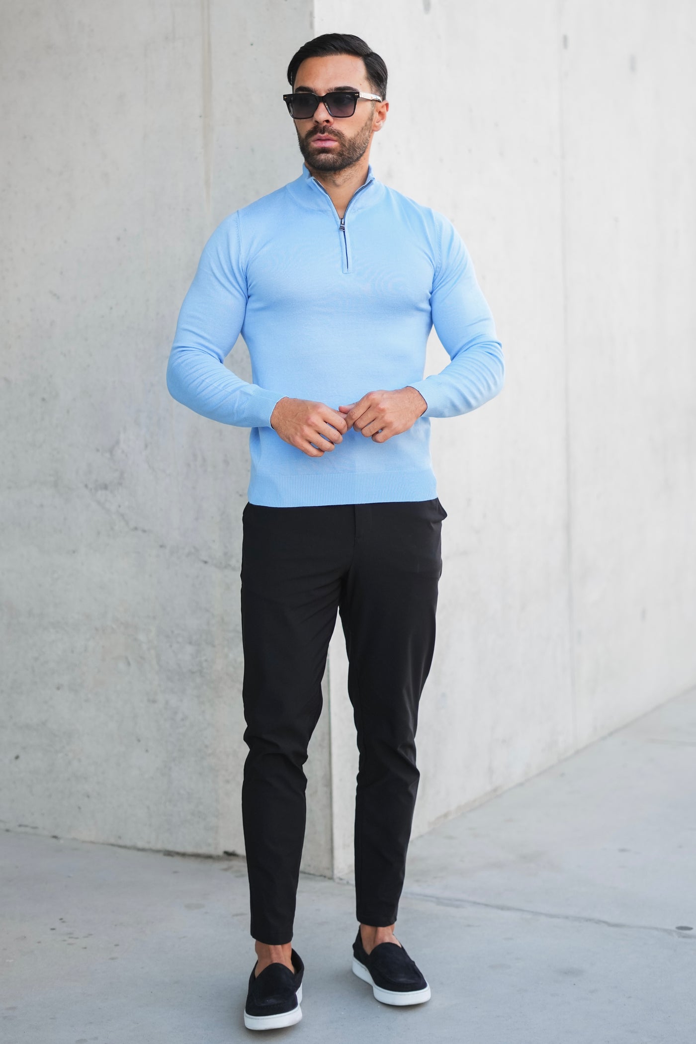 THE HALFZIP KNIT - LIGHT BLUE