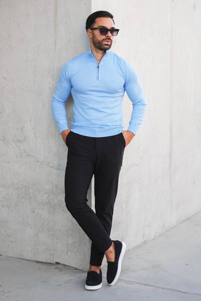 THE HALFZIP KNIT - LIGHT BLUE