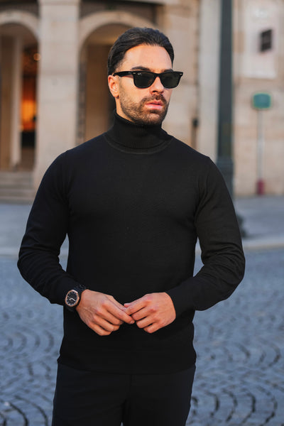 THE TURTLENECK  KNIT - BLACK