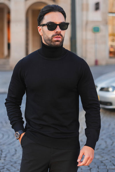 THE TURTLENECK  KNIT - BLACK